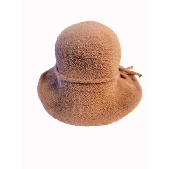 Soft Fuzzy Bucket Hat Bow Detail Carmel Brown Arianna By Howards Fall Fashion St - Picture 6 of 14